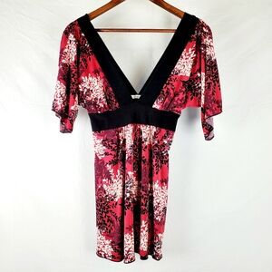 Vintage Y2K Charlotte Russe Floral Plunge Neck Babydoll Top